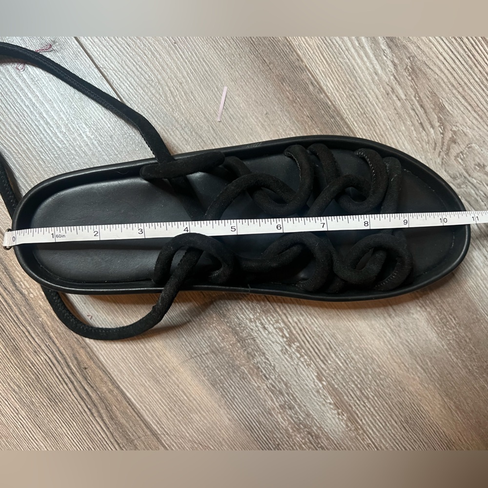 AllSaints Black Kofu Rope Lace-Up Flat Sandals Japanese Style Shibari - Picture 6 of 6